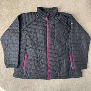 Columbia Black Puffer Jacket with Magenta Details